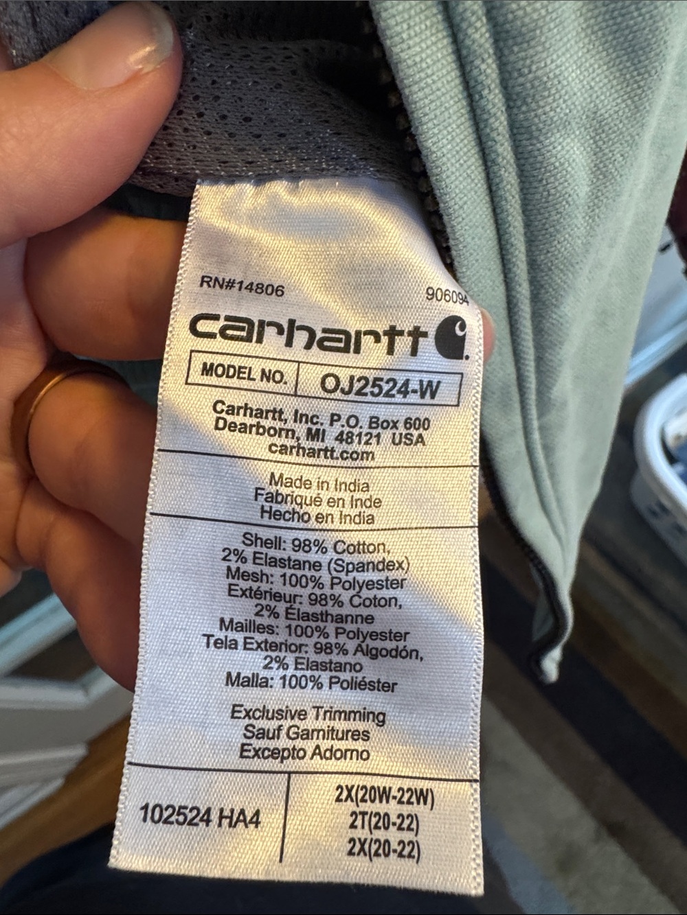 Carhartt Women’s Crawford Bomber Jacket Blue Surf 2X - Picture 3 of 6